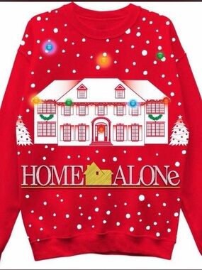 Home Alone Red Holiday Graphic Sweatshirt - Official Movie Design